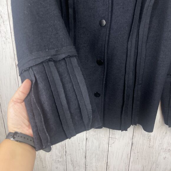 Soft Surroundings Aveline Jacket Large Black Wool Blend Shawl Collar Snap Front - Picture 4 of 10